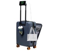 HUIDA TECH Valigia da 20 pollici con scomparto per laptop, valigia leggera rigida e serratura TSA, bagaglio a mano con ruote girevoli, ricarica USB e portabicchieri, Blu, 20Inch, Classico