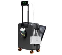 HUIDA TECH Valigia da 20 pollici con scomparto per laptop, valigia leggera rigida e serratura TSA, bagaglio a mano con ruote girevoli, ricarica USB e portabicchieri, Grigio, Carry-on 20 inch