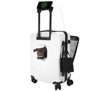 HUIDA TECH Valigia da 20 pollici con Tasca Frontale per laptop, Trolley Leggera con serratura TSA, valigia bagaglio a mano con Ruote girevoli a 360°, Ricarica USB,Porta bicchieri