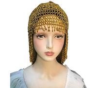 HUIFACAI Copricapo da donna con perline esotiche Cleopatra, accessorio per capelli per danza del ventre, per feste e matrimoni, cappello dorato