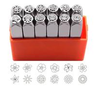 HUIFACAI Set di 12 strumenti per timbratura in metallo, 3 mm, 6 mm, in acciaio, a forma di fiore, per la creazione di gioielli e artigianato
