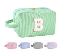 Huifen Beauty case personalizzato con iniziali dalla A alla Z, beauty case da viaggio Preppy Make Up Bags Girls Cute Cosmetic Pouch Organizzatore di trucco Matrimonio Compleanno Festa della Mamma