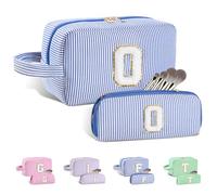 Huifen Beauty case personalizzato con iniziali dalla A alla Z, beauty case da viaggio Preppy Make Up Bags Girls Cute Cosmetic Pouch Organizzatore di trucco Matrimonio Compleanno Festa della Mamma