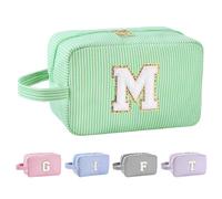 Huifen Beauty case personalizzato con iniziali dalla A alla Z, beauty case da viaggio Preppy Make Up Bags Girls Cute Cosmetic Pouch Organizzatore di trucco Matrimonio Compleanno Festa della Mamma
