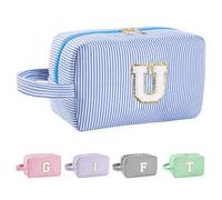 Huifen Beauty case personalizzato con iniziali dalla A alla Z, beauty case da viaggio Preppy Make Up Bags Girls Cute Cosmetic Pouch Organizzatore di trucco Matrimonio Compleanno Festa della Mamma