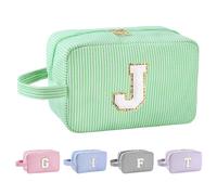 Huifen Beauty case personalizzato con iniziali dalla A alla Z, borsa da viaggio per articoli da toeletta carina borsa per cosmetici borsa per trucco preppy grande organizer per trucchi borse regalo di