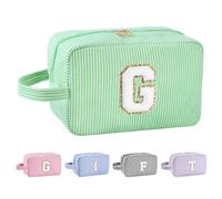 Huifen Beauty case personalizzato con iniziali dalla A alla Z, borsa da viaggio per articoli da toeletta carina borsa per cosmetici borsa per trucco preppy grande organizer per trucchi borse regalo di
