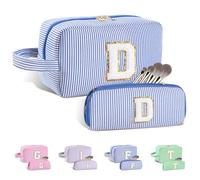 Huifen Borsa per il trucco con iniziale personalizzata dalla A alla Z, grande borsa cosmetica da viaggio personalizzata borsa per il trucco carina borse da toilette regali di San Valentino di