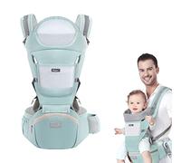 Huifen Marsupio per neonati e bambini, marsupio multifunzione 9 in 1 con seggiolino per tutte le stagioni, per tutte le posizioni, zaino per bambini, neonati, neonati (3,2-18,1 kg) (verde)
