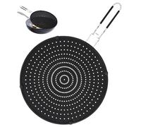 Huifoo Padelle, paraspruzzi in silicone, 32 cm, con manico pieghevole, paraspruzzi universale, protezione dagli schizzi per padelle, protezione dagli schizzi di grasso, nero, LYB125