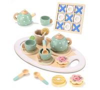 Huifoo Set da Tè Giocattoli in Legno, set tazzine giocattolo bambini, Accessori Cucina Bambini , Giochi Legno Set, Cucina Giocattolo, Legno Giochi di Ruolo Regalo per Ragazzi Ragazze Oltre 3 4 5 Anni