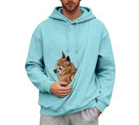 HUIFUAO - Felpa con Cappuccio con Tasca a Marsupio, Divertente Felpa con Tasche per Cani, per Cuccioli e Gatti, Taglie Forti, a Maniche Lunghe, per Amanti degli Animali Domestici, Azzurro Cielo, M