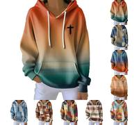HUIFUAO Felpe con cappuccio cristiane da donna divertenti con Gesù Felpe con stampa a croce Fede Pullover Bibbia Versi Inspirational Religioso Dio Felpe Patchwork a maniche lunghe con tasche, Z01 Blu