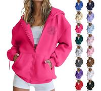 HUIFUAO Giacche da donna Plus Size Zip Up Hoodies Manica Lunga Daisy Graphic Felpe Autunno Cappotti Leggeri Casual Trendy Capispalla Allentato Activewear Top con Tasche, Rosa #1., L