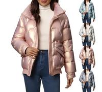 HUIFUAO Giacche trapuntate da donna oversize con cerniera piumini autunnali e invernali caldi a maniche lunghe spessi cappotti alla moda casual con colletto alla coreana capispalla per escursioni