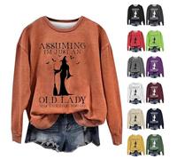 HUIFUAO I'M Just An Old Lady, felpa da donna per Halloween, divertente camicia da strega, taglie forti, costumi di Halloween, top a maniche lunghe, pullover a girocollo per festival horror, abiti