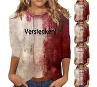 HUIFUAO I'm Ok Bloody Shirt Donna Spaventoso Costumi di Halloween See What You Made Me Do Bloody T Shirt Girocollo Manica 3/4 Top Camicetta Spaventoso Festival Outfits, Rosso #2., L