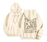 HUIFUAO Jesus Loves You Felpe con cappuccio da donna oversize per donne con stampa lettera posteriore felpe con cappuccio per ragazze adolescenti con tasca, Z02 Beige, M