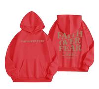 HUIFUAO Jesus Loves You Felpe con cappuccio da donna oversize per donne con stampa lettera posteriore felpe con cappuccio per ragazze adolescenti con tasca, Z01 Rosso, S