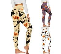 HUIFUAO Leggings da donna per Halloween, spaventosi pantaloni da yoga con ragno e zucca, divertenti costumi di Halloween, pantaloni con stampa di gatto nero, pantaloni a vita alta, collant per