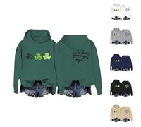HUIFUAO Let The Shenanigans Begin St Patrick's Day Felpe con cappuccio da donna divertenti felpe con trifoglio irlandese St Paddys Day Top Plus Size Green Clover Shirts novità manica lunga top