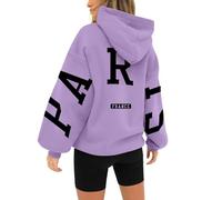 HUIFUAO London Felpa con Cappuccio da Donna UK Oversize con Stampa Lettere, Pullover con Tasca e Coulisse, Z03 Viola, S
