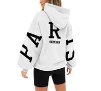 HUIFUAO London Felpe con cappuccio da donna UK oversize felpe da donna con stampa lettere pullover con cappuccio da donna con tasca e coulisse, Z03 Bianco, S