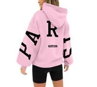 HUIFUAO London Felpe con cappuccio da donna UK oversize felpe da donna con stampa lettere pullover con cappuccio da donna con tasca e coulisse, Z03 Rosa, S