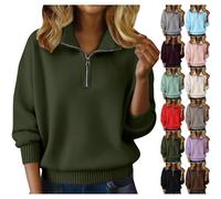 HUIFUAO Maglioni con zip a 1/4 da donna Plus Size Maglione in cashmere elegante elegante pullover morbido comodo maglieria invernale caldo sfocato top a maniche lunghe felpe all'aperto per uscire