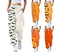 HUIFUAO Pantaloni della tuta da donna spaventosi pipistrelli joggers plus size costumi di Halloween divertenti pantaloni con stampa ragno elastico in vita pantaloni larghi palestra pantaloni tuta