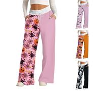HUIFUAO Pantaloni di Halloween da donna divertenti fantasma zucca joggers spaventosi costumi di Halloween Plus Size pantaloni della tuta stampa ragno elastico vita gamba dritta pantaloni festival