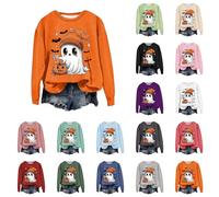 HUIFUAO - Simpatiche felpe per Halloween da donna con fantasma divertente, camicie con zucca, taglie forti, costumi di Halloween, pullover a maniche lunghe, abbigliamento casual per festival, Z01