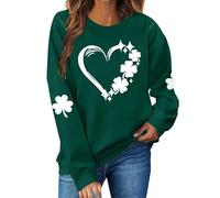 HUIFUAO St Patricks Day Outfits for Women Green Clover Plus Size Womens St Patricks Day Sweater Sweatshirt St Patrick's Day Tops, Verde, L