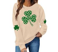 HUIFUAO St Patricks Day Outfits per Le Donne Verde Clover St Paddys Day Felpe da Donna Casual Felpa San Patrizio Felpe, Beige, M