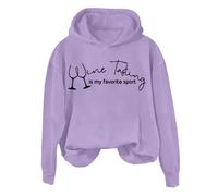HUIFUAO Wine Tasting Is My Favorite Sport Womens St Patricks Day Felpe con cappuccio da donna Irish St Patty Day Pullover Clover Top a maniche lunghe, Viola, XL