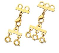 Huiguli 2 Pezzi Chiusure per Collane a Strati Placcate Oro 14K | Connettori e Fermagli Dorati a 2 e 3 Fili per Bracciali, Collane Fai da Te e Gioielli Artigianali