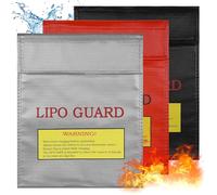 Huiguli 3 Pcs Lipo Batteria Protezione Borsa, 22.5 x 18.5 CM Borsa Documenti Ignifuga, Borsa a Prova di Fuoco, Lipo Safe Bag per Ricarica e Trasporto Sicuri, Deposito Contante Gioielli