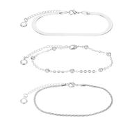 Huiguli 3 Pezzi Set Bracciale Donna Argento 925, Regolabili Argento Bracciali con Scatola, Bracciale Impilabile per Donne Ragazze, Gioielli per Figlie Madri Mogli Amiche