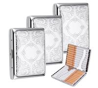 Huiguli Portasigarette in Metallo - 3 Pezzi Slim e Vintage per 20 Sigarette - Elegante e Piccolo per Uomo e Donna (B)