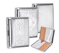 Huiguli Portasigarette in Metallo - 3 Pezzi Slim e Vintage per 20 Sigarette - Elegante e Piccolo per Uomo e Donna