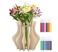 Huiguli Vaso per Lego Fiori Puzzle, Bouquet di Vasi Fiori con 12 Matite Acquerellabili, Vaso Puzzle 3D può Fai-da-te Ciliegio Girasole Tulipani, Creativi Lavoretti Regali per Bambini Studente