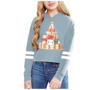 Huihong Felpa con Cappuccio Natale Bambina Invernale Manica Lunga Felpe Hoodie Bambini E Ragazzi Morbidi Fashion Baggy Comode Casual Sportivo Bluse Pullover 3-14 Anni (Light Blue, 13-14 Years)