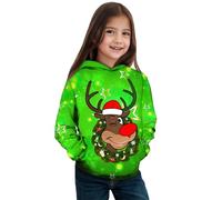 Huihong Felpa con Cappuccio Natale Bambina Invernali Manica Lunga Hooded Sweatshirt Bambini E Ragazzi Morbidi Elegante Baggy Comoda Casual Jogging Pullover Bluse 2-12 Anni (Light Green, 5-6 Years)