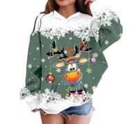 Huihong Felpa Natalizia con Cappuccio Bambina Invernale Manica Lunga Felpe Hoodie Bambini E Ragazzi Morbidi Fashion Baggy Comode Casual Sportivo Bluse Pullover 2-12 Anni (Light Green, 11-12 Years)