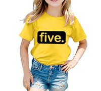Huihong T-shirt per bambini per bambine da 1 a 13 anni cinque magliette a maniche corte con grafica alla moda girocollo magliette per ragazze adolescenti estate comoda cartone animato carino casual