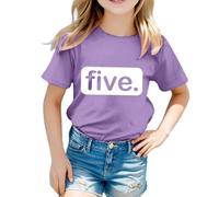 Huihong T-shirt per bambini per bambine da 1 a 13 anni cinque magliette a maniche corte con grafica alla moda girocollo magliette per ragazze adolescenti estate comoda cartone animato carino casual