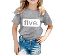Huihong T-shirt per bambini per bambine da 1 a 13 anni cinque magliette a maniche corte con grafica alla moda girocollo magliette per ragazze adolescenti estate comoda cartone animato carino casual