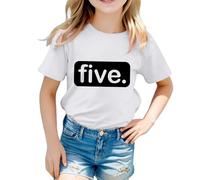 Huihong T-shirt per bambini per bambine da 1 a 13 anni cinque magliette a maniche corte con grafica alla moda girocollo magliette per ragazze adolescenti estate comoda cartone animato carino casual