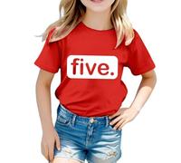 Huihong T-shirt per bambini per bambine da 1 a 13 anni cinque magliette a maniche corte con grafica alla moda girocollo magliette per ragazze adolescenti estate comoda cartone animato carino casual