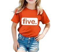 Huihong T-shirt per bambini per bambine da 1 a 13 anni cinque magliette a maniche corte con grafica alla moda girocollo magliette per ragazze adolescenti estate comoda cartone animato carino casual